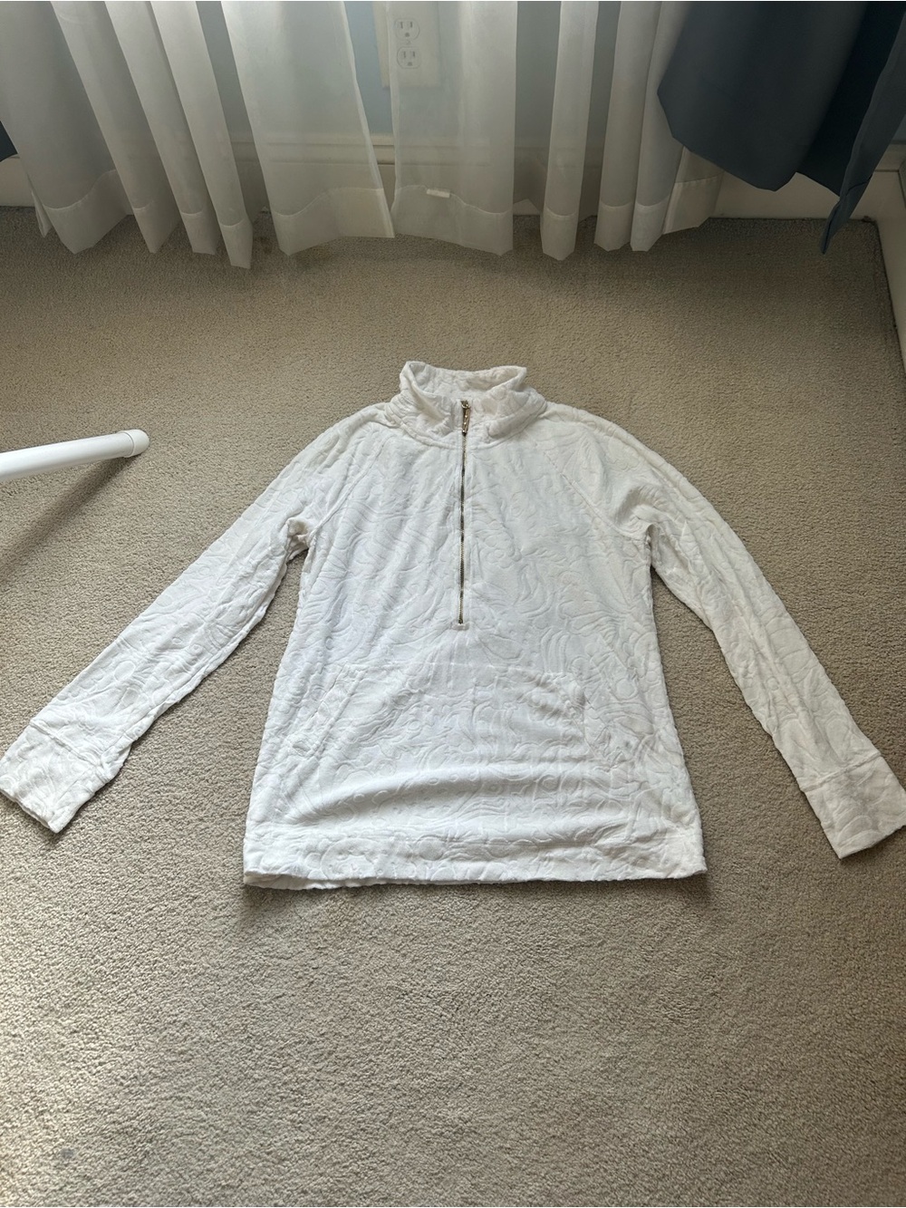Lily Pulitzer White Quilted Half-Zip Pullover Top